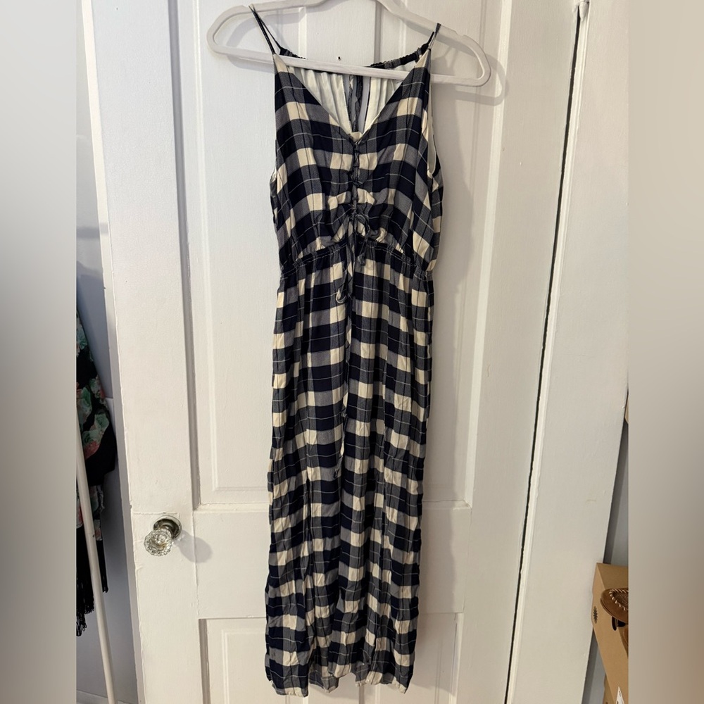 Hayden Los Angeles Blue and Cream plaid midi dress size large
